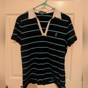 Black Polo with Blue Stripes Polo Ralph Lauren